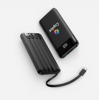 Axiom Slim 10,000mAh Power Bank with Built-In Cables