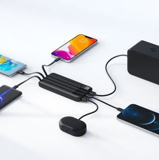 Axiom Slim 10,000mAh Power Bank with Built-In Cables