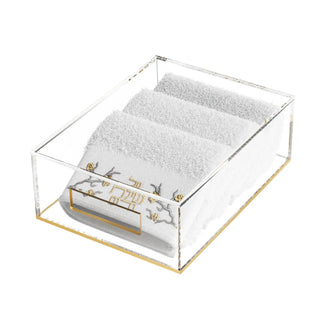 Lay-Flat Towel Box with Golden Branch Towels - Giftsmiths