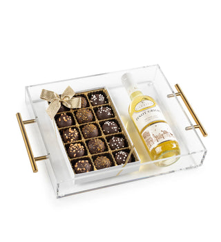 PcPops Lucite Tray with PcPops and Wine - Giftsmiths